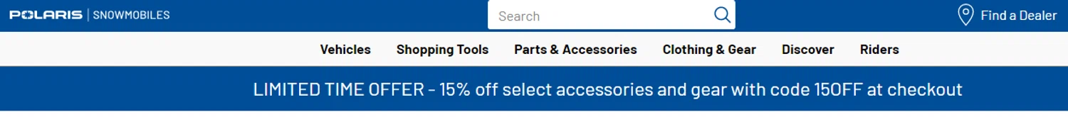 Polaris promo code screenshot showing code 15OFF applied at Polaris checkout page. Uploaded by SimplyCodes community member Enamorado on Jan 13, 2026