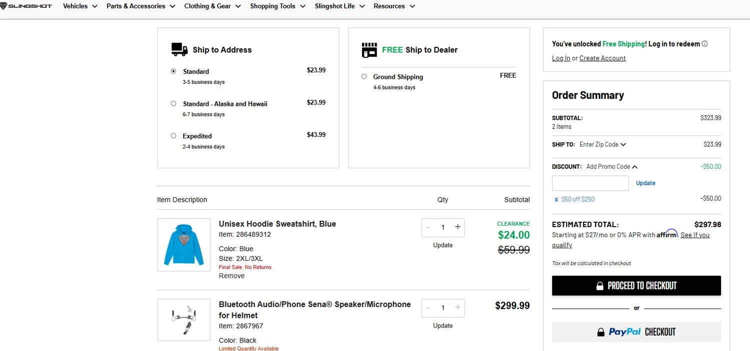 Polaris promo code screenshot showing code HOLIDAY2025 applied at Polaris checkout page. Uploaded by SimplyCodes community member jesspea on Dec 12, 2025