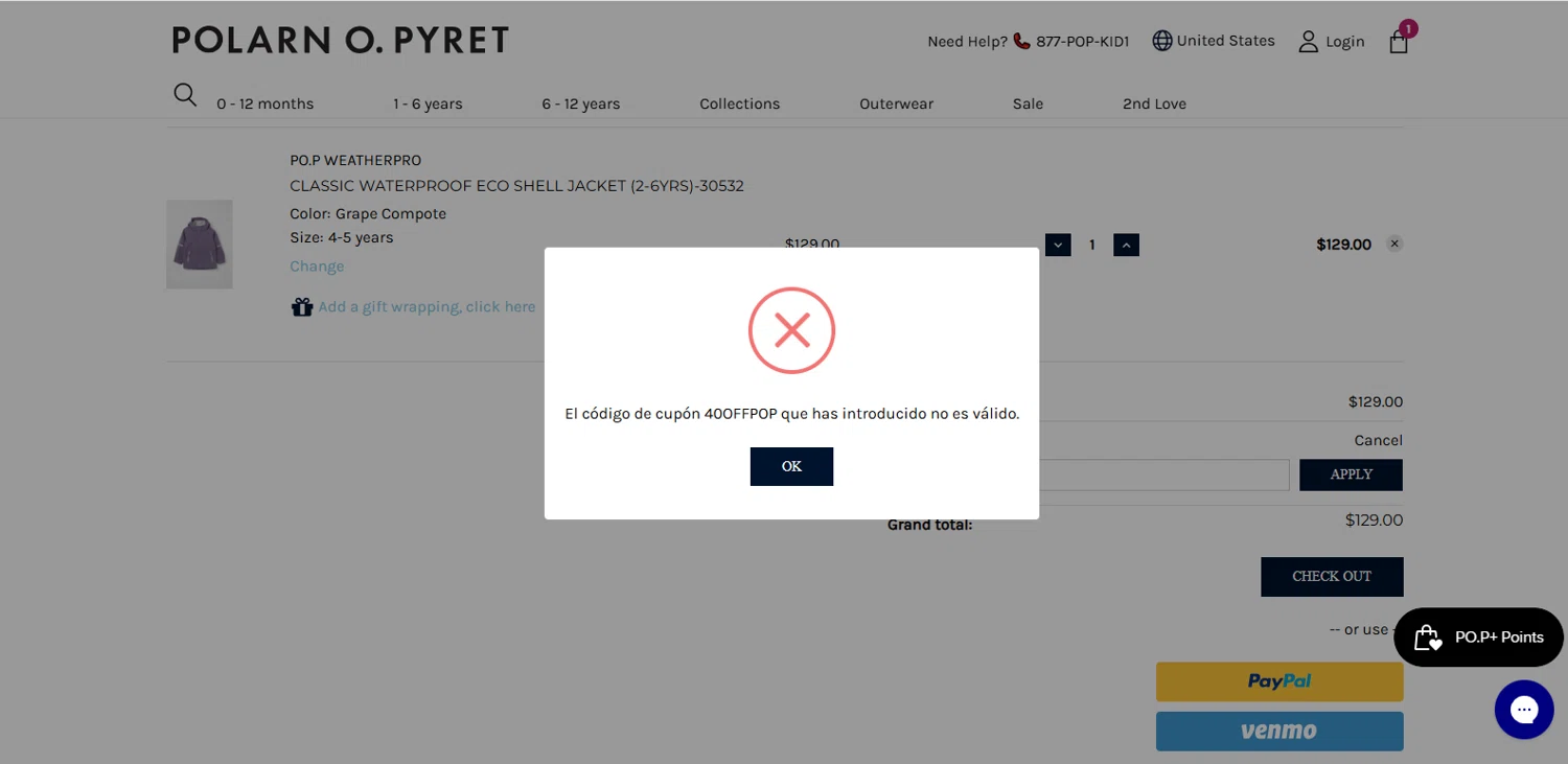 Polarn O. Pyret discount code screenshot showing code 40offpop applied at Polarn O. Pyret checkout page. Uploaded by SimplyCodes community member dimitriv on Sep 22, 2025