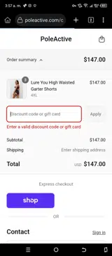 PoleActive coupon verification screenshot