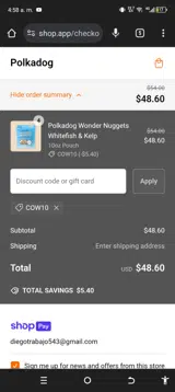 Cow10 coupon verification screenshot