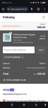 Puffygordon coupon verification screenshot