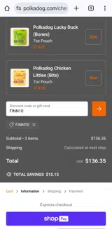 Finn10 coupon verification screenshot