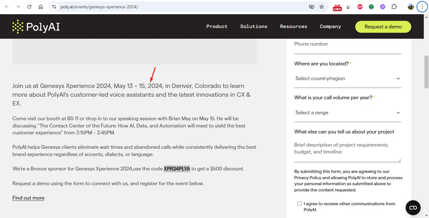 PolyAI promo code screenshot showing code XPR24PLYA applied at PolyAI checkout page. Uploaded by SimplyCodes community member gonzalodamole on Jan 31, 2025