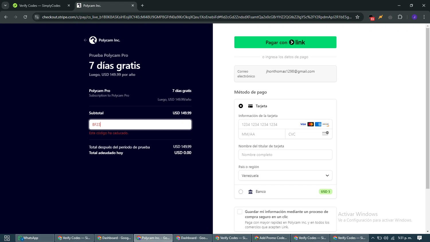 Polycam promo code screenshot showing code BF23 applied at Polycam checkout page. Uploaded by SimplyCodes community member WiseMaven9968 on Feb 24, 2025