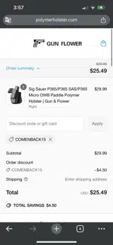 COMENBACK15 coupon verification screenshot