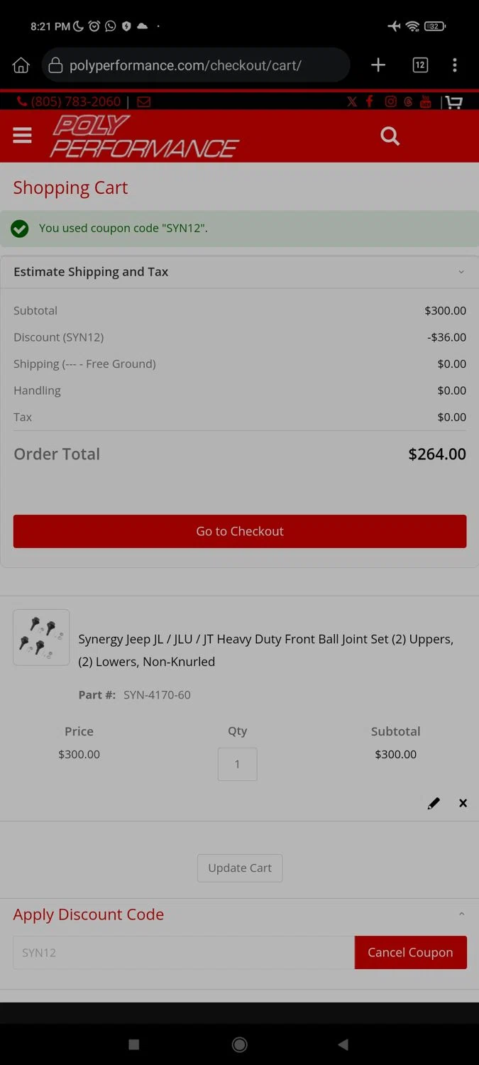 where to use Poly Performance promo code box