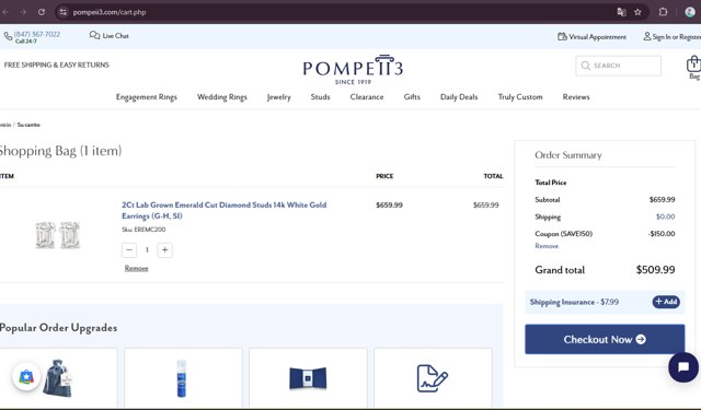Pompeii3 checkout page showing Pompeii3 promo code box | Screenshot taken by SimplyCodes community member on Jun 9, 2025