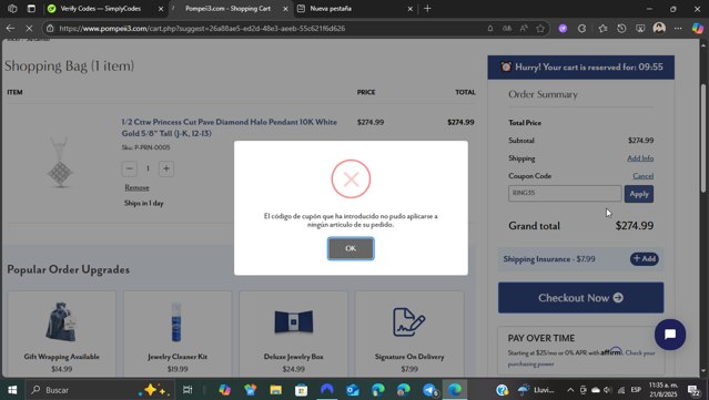 Pompeii3 checkout page showing Pompeii3 promo code box | Screenshot taken by SimplyCodes community member on Aug 21, 2025