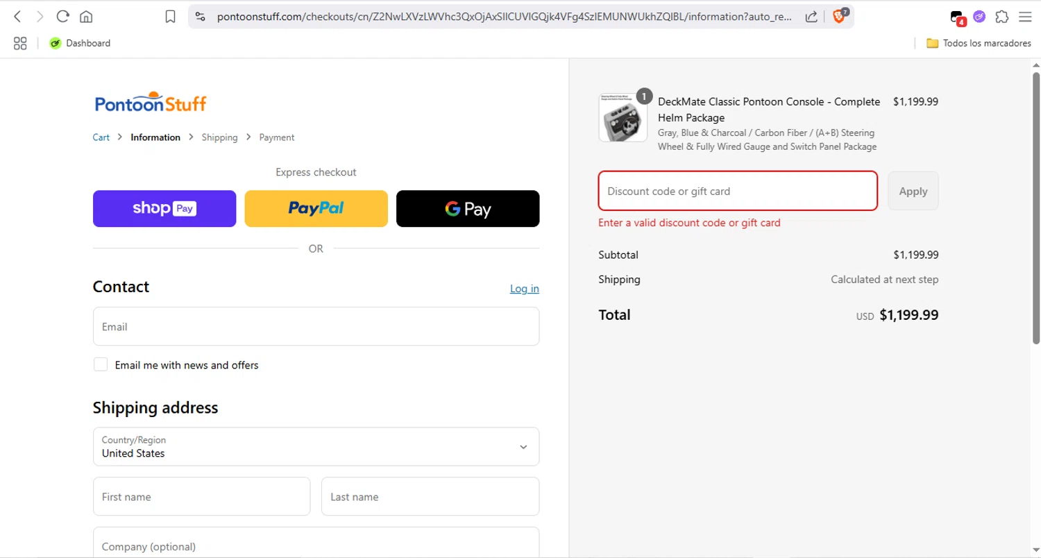 PontoonStuff discount code screenshot showing code JUNKIES25 applied at PontoonStuff checkout page. Uploaded by SimplyCodes community member LegendaryTitan9160 on Jun 22, 2025