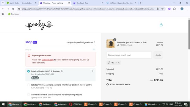 Pooky checkout page showing Pooky discount code box | Screenshot taken by SimplyCodes community member on Aug 27, 2025