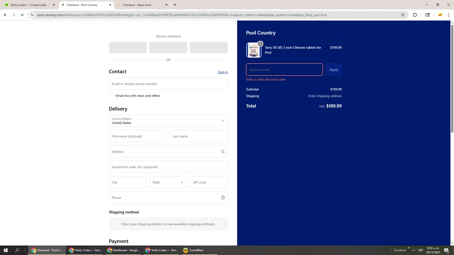 Pool Country promo code screenshot showing code POOL25 applied at Pool Country checkout page. Uploaded by SimplyCodes community member Richard251 on Dec 29, 2025
