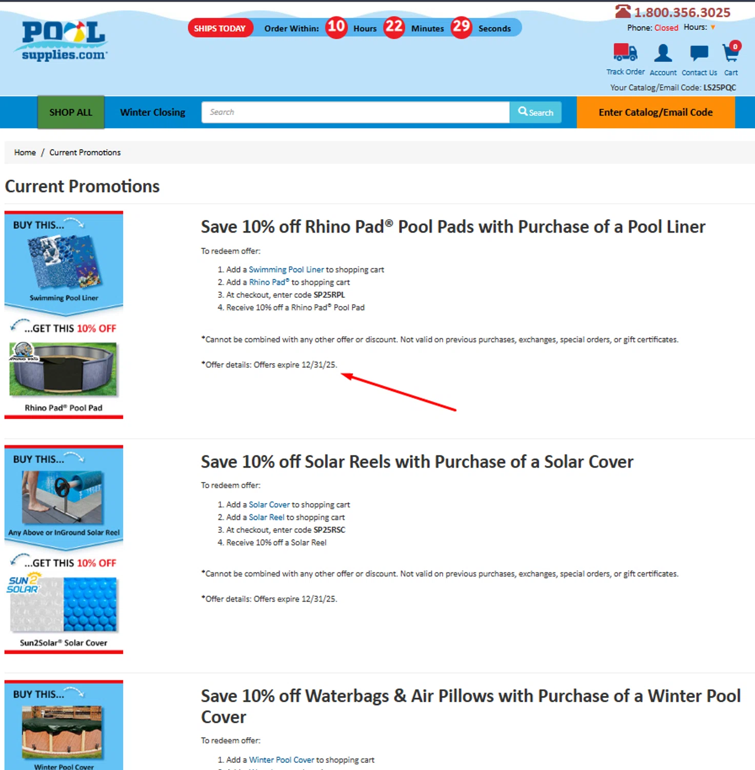 PoolSupplies checkout page showing PoolSupplies coupon code box | Screenshot taken by SimplyCodes community member on Nov 26, 2025