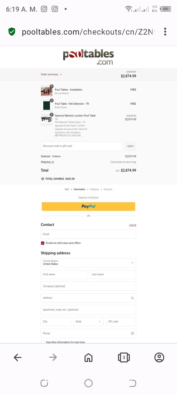 PoolTables.com promo code screenshot showing code 20ANVSRY applied at PoolTables.com checkout page. Uploaded by SimplyCodes community member CouponSentinel5832 on Feb 12, 2025