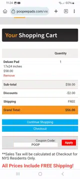 POOP coupon verification screenshot
