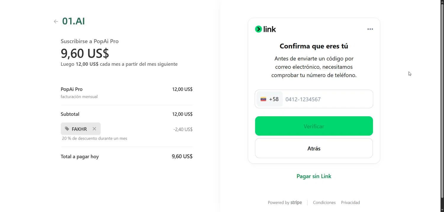PopAi discount code screenshot showing code FAKHR applied at PopAi checkout page. Uploaded by SimplyCodes community member Enmanuel99 on Dec 8, 2025