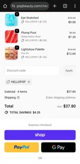 HELLOPOP coupon verification screenshot