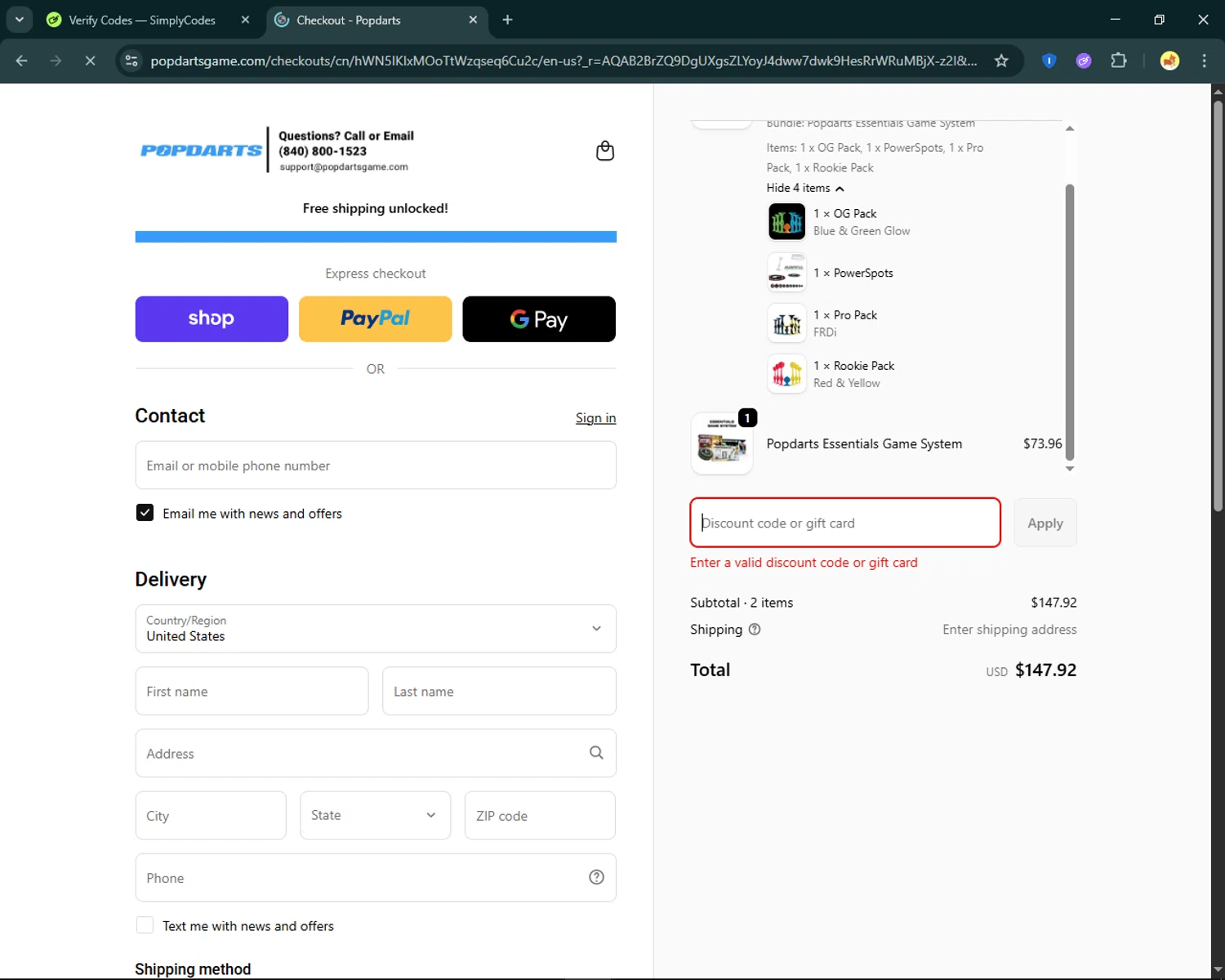 Popdarts discount code screenshot showing code STICKA applied at Popdarts checkout page. Uploaded by SimplyCodes community member SmartFinder4193 on Nov 14, 2025