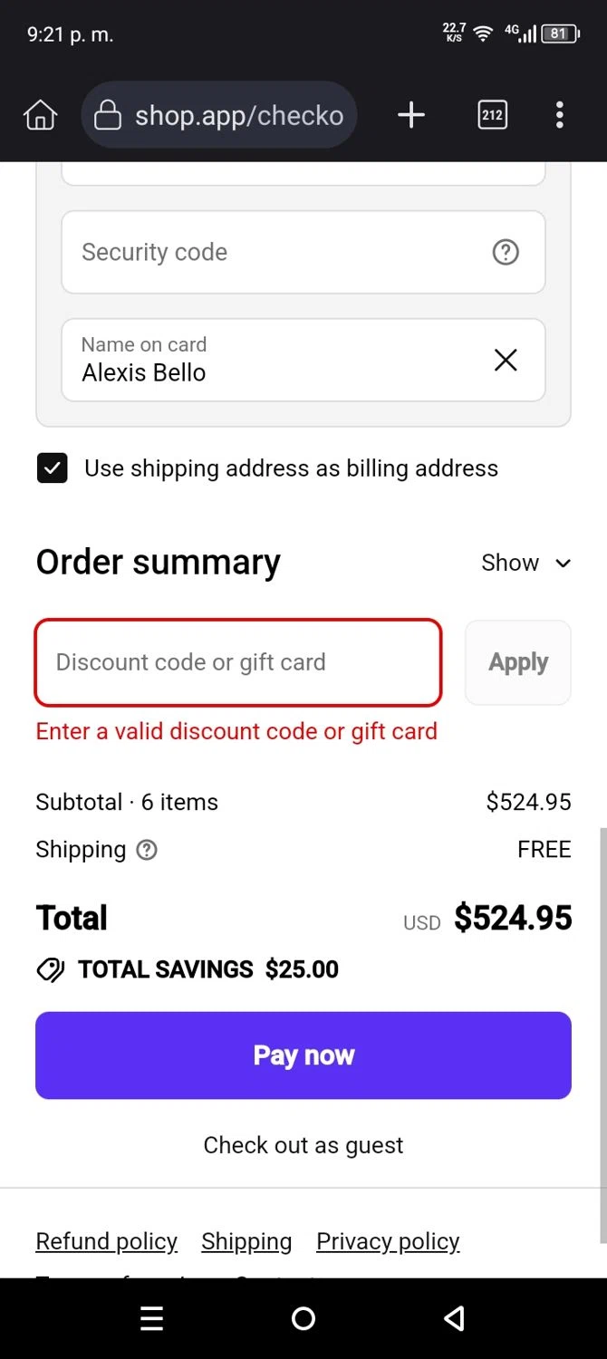 Popdarts discount code screenshot showing code 10OFF applied at Popdarts checkout page. Uploaded by SimplyCodes community member BrilliantHero1199 on Dec 11, 2025