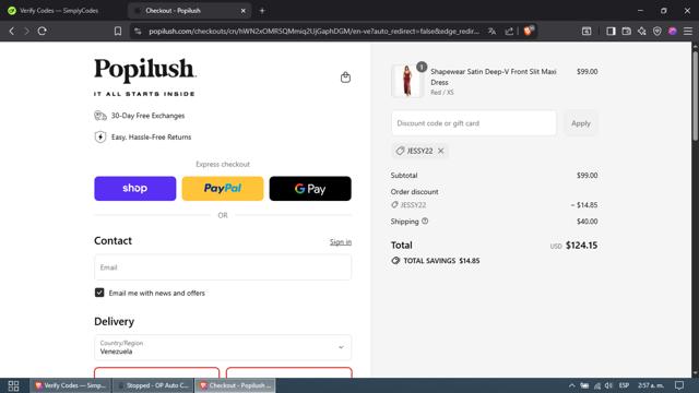 Popilush checkout page showing Popilush discount code box | Screenshot taken by SimplyCodes community member on Sep 14, 2025