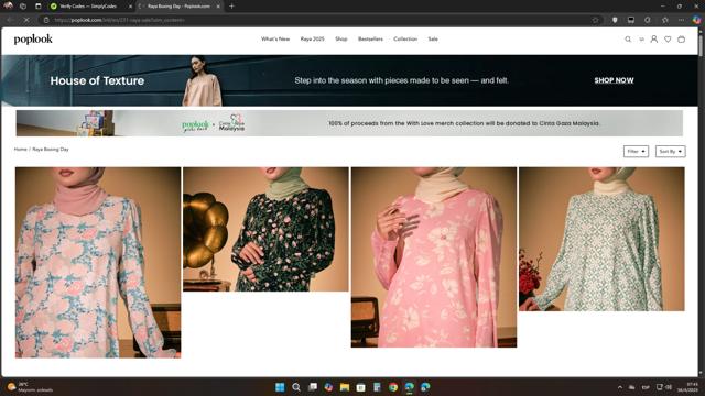 Poplook checkout page showing Poplook promo code box | Screenshot taken by SimplyCodes community member on Apr 16, 2025