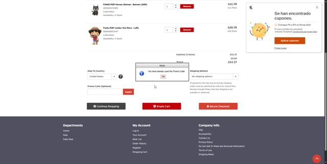 PopMarket checkout page showing PopMarket coupon code box | Screenshot taken by SimplyCodes community member on Jul 23, 2025