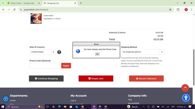 PopMarket checkout page showing PopMarket coupon code box | Screenshot taken by SimplyCodes community member on Jul 31, 2025