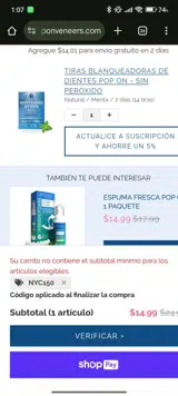 NYC150 coupon verification screenshot
