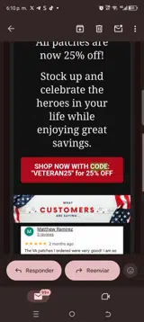 Veteran25 coupon verification screenshot