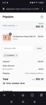 Clean15 coupon verification screenshot