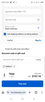 MINKCT coupon verification screenshot