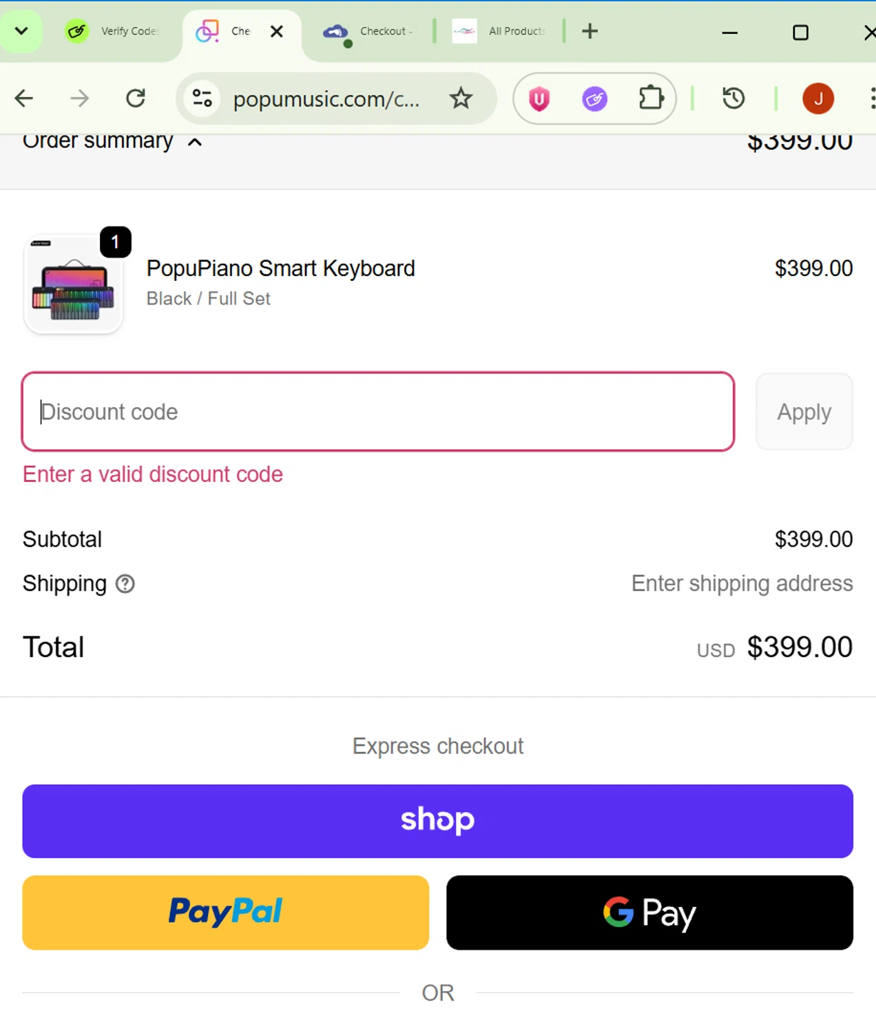 PopuMusic promo code screenshot showing code TECHNOLIEBE applied at PopuMusic checkout page. Uploaded by SimplyCodes community member JoseT_ on Nov 19, 2025