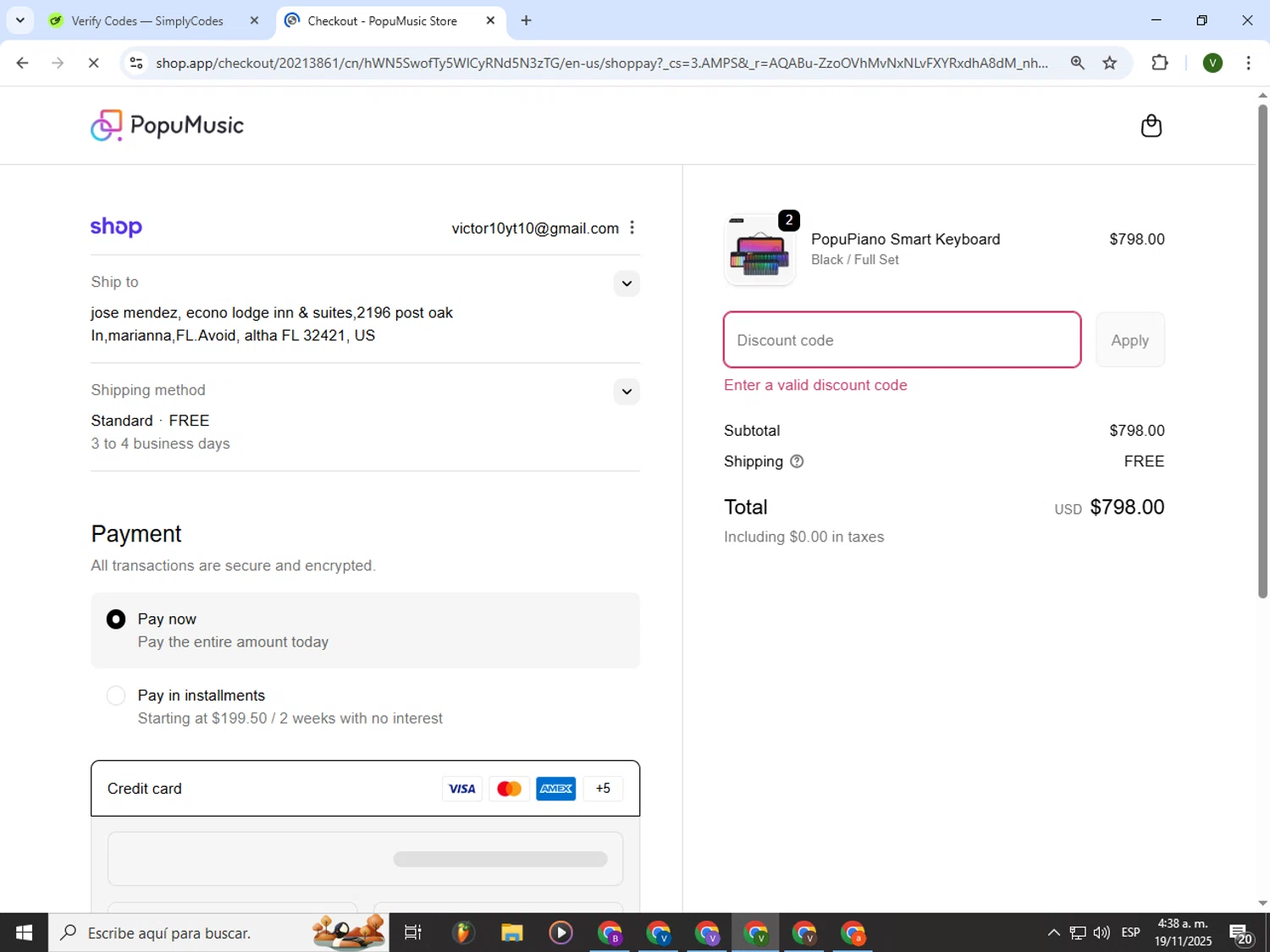PopuMusic promo code screenshot showing code TECHNOLIEBE applied at PopuMusic checkout page. Uploaded by SimplyCodes community member PrimeWizard4168 on Nov 19, 2025