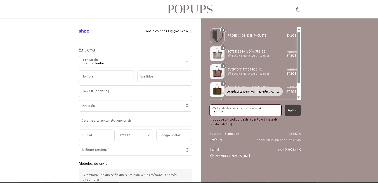 PopUps promo code screenshot showing code POPUPS applied at PopUps checkout page. Uploaded by SimplyCodes community member CodeExpert7814 on Nov 28, 2025