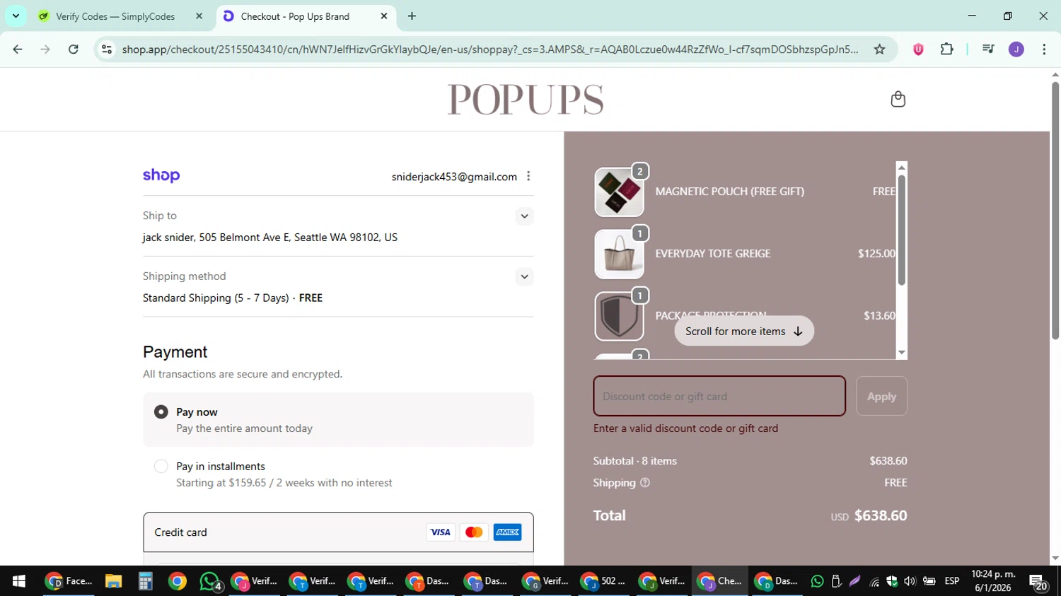 PopUps promo code screenshot showing code BUNDLEANDSAVE applied at PopUps checkout page. Uploaded by SimplyCodes community member sniderjack453 on Jan 7, 2026