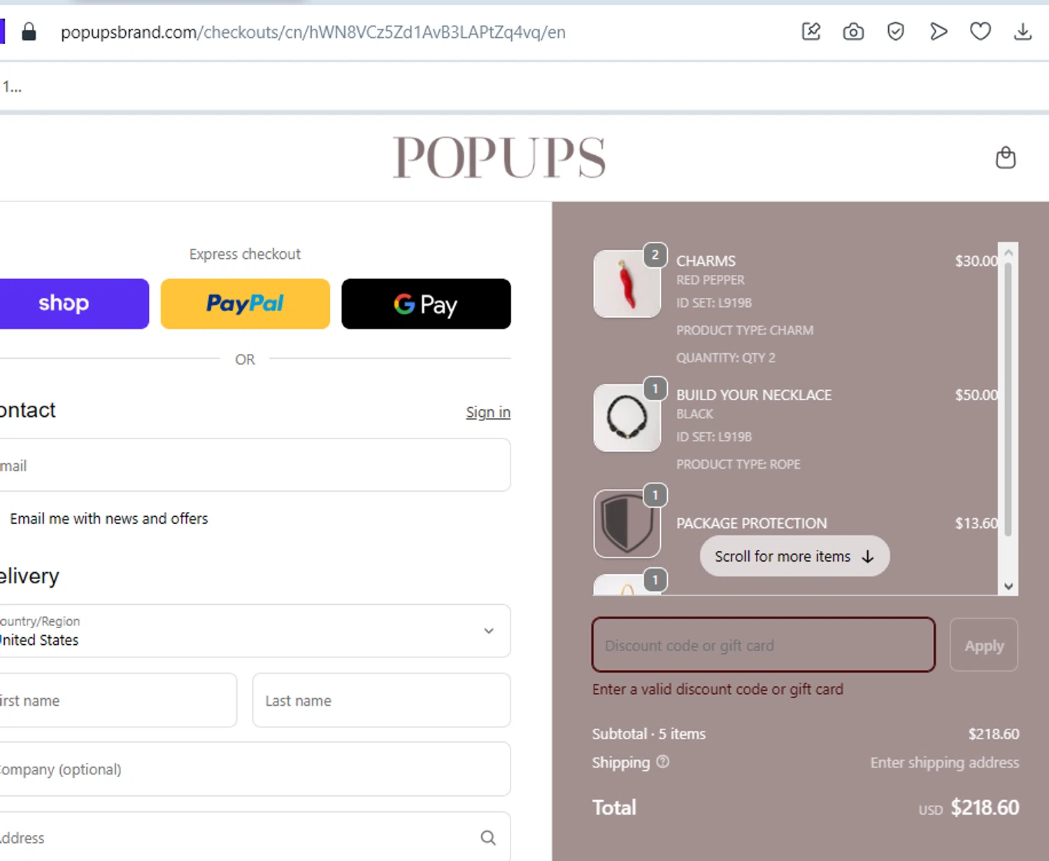 PopUps promo code screenshot showing code WF3Z96LKT8 applied at PopUps checkout page. Uploaded by SimplyCodes community member ELIEZERG on Feb 7, 2026