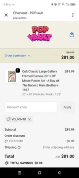 YOURIN10 coupon verification screenshot