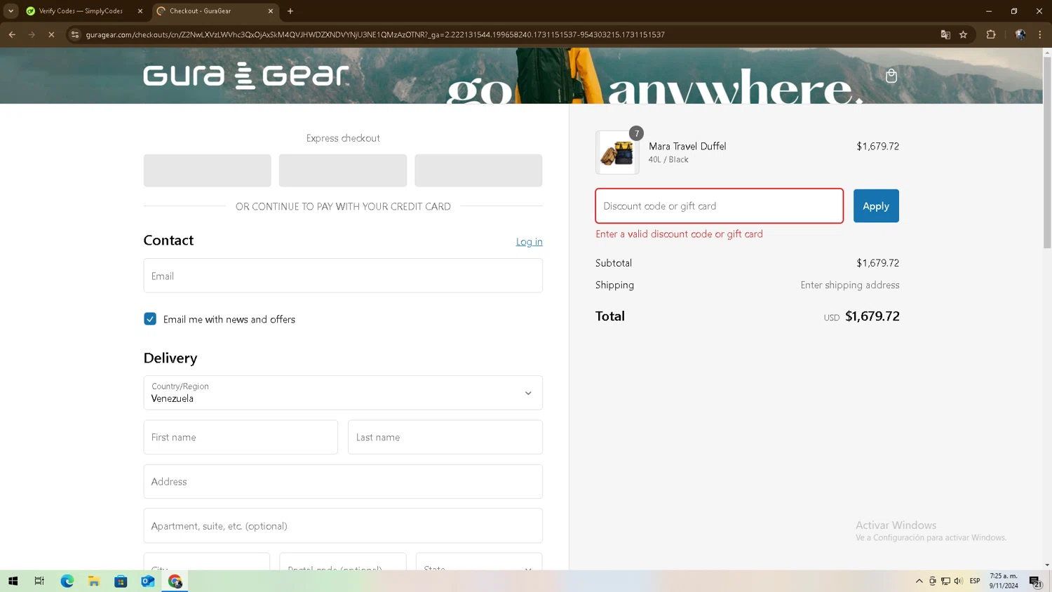 Porsche Design US checkout page showing Porsche Design US promo code box | Screenshot taken by SimplyCodes community member on Nov 9, 2024