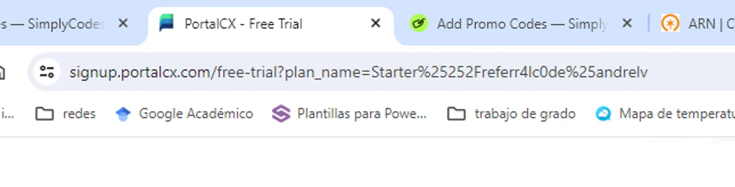 PortalCX checkout page showing PortalCX promo code box | Screenshot taken by SimplyCodes community member on Jul 4, 2024