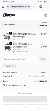 Portal Outdoor coupon verification screenshot