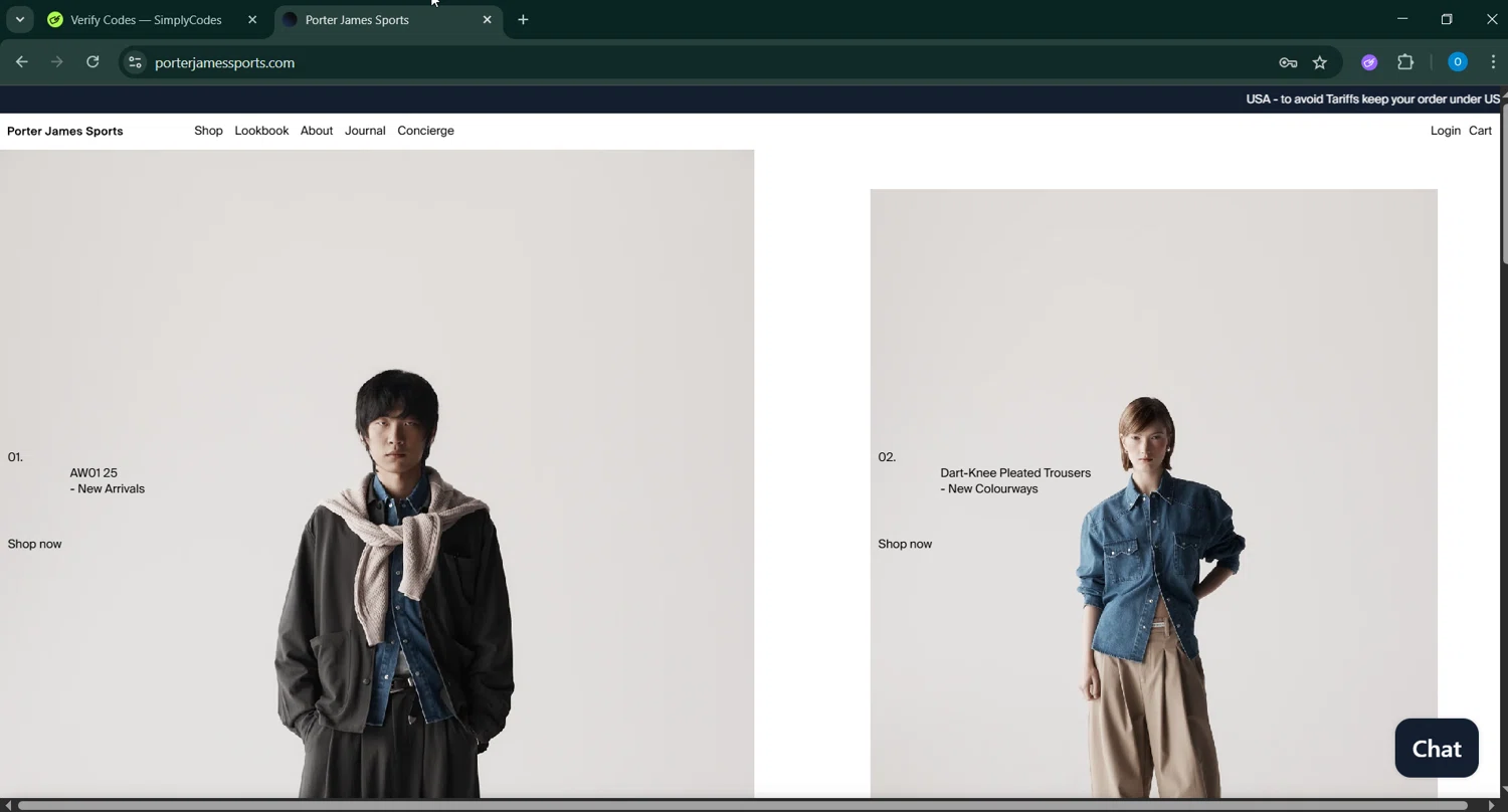 Porter James Sports discount code screenshot showing code PJS4EVA applied at Porter James Sports checkout page. Uploaded by SimplyCodes community member GoldAdmiral5202 on May 5, 2025