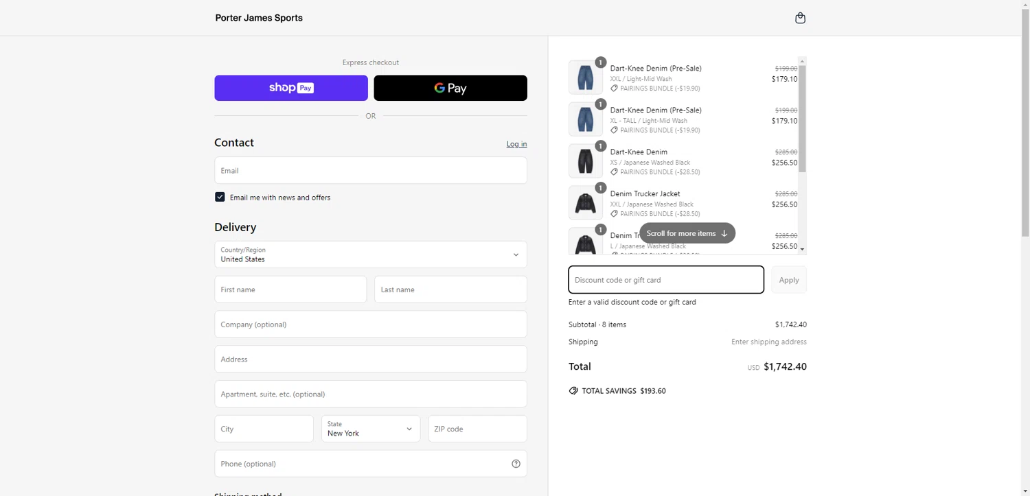 Porter James Sports discount code screenshot showing code KAIHARA applied at Porter James Sports checkout page. Uploaded by SimplyCodes community member CleverHawk1744 on May 30, 2025