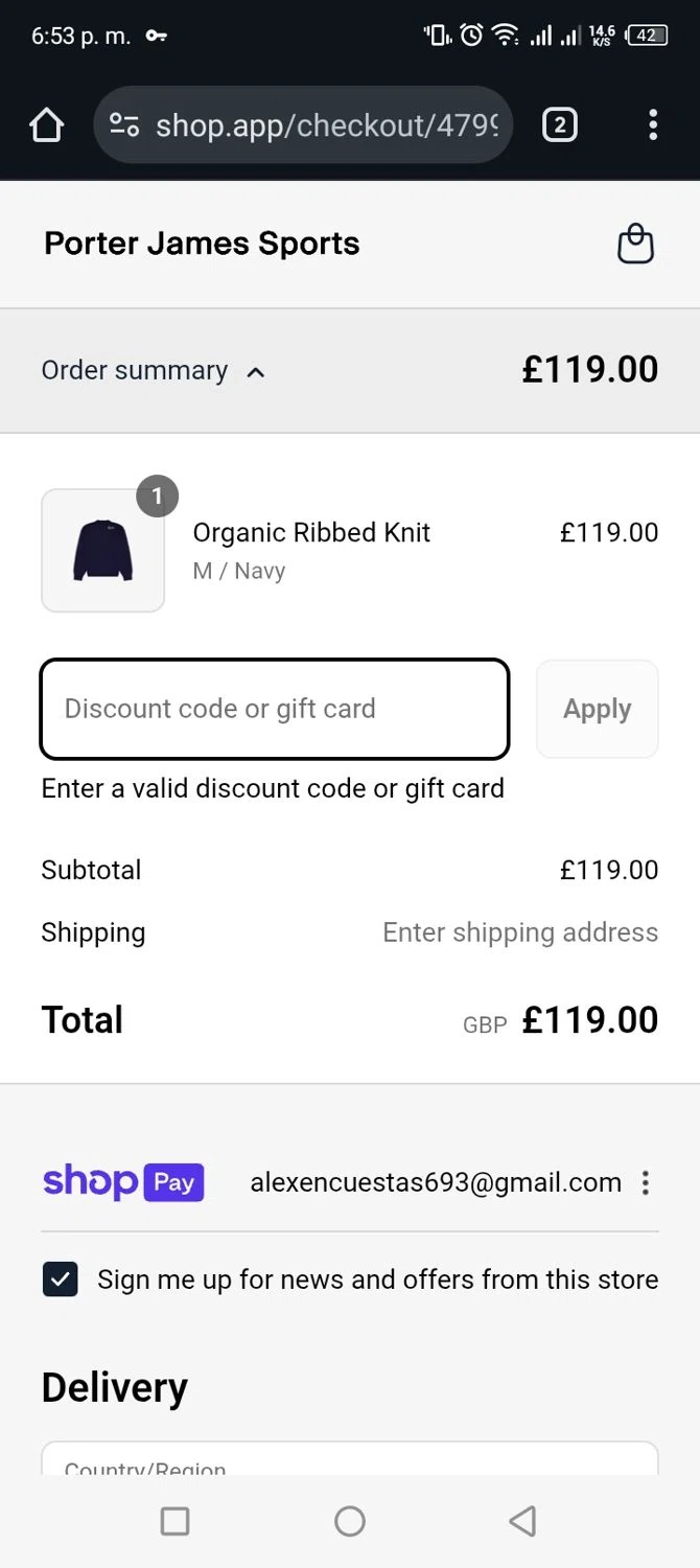 Porter James Sports discount code screenshot showing code 20MORE applied at Porter James Sports checkout page. Uploaded by SimplyCodes community member edimarrivero on Aug 5, 2025