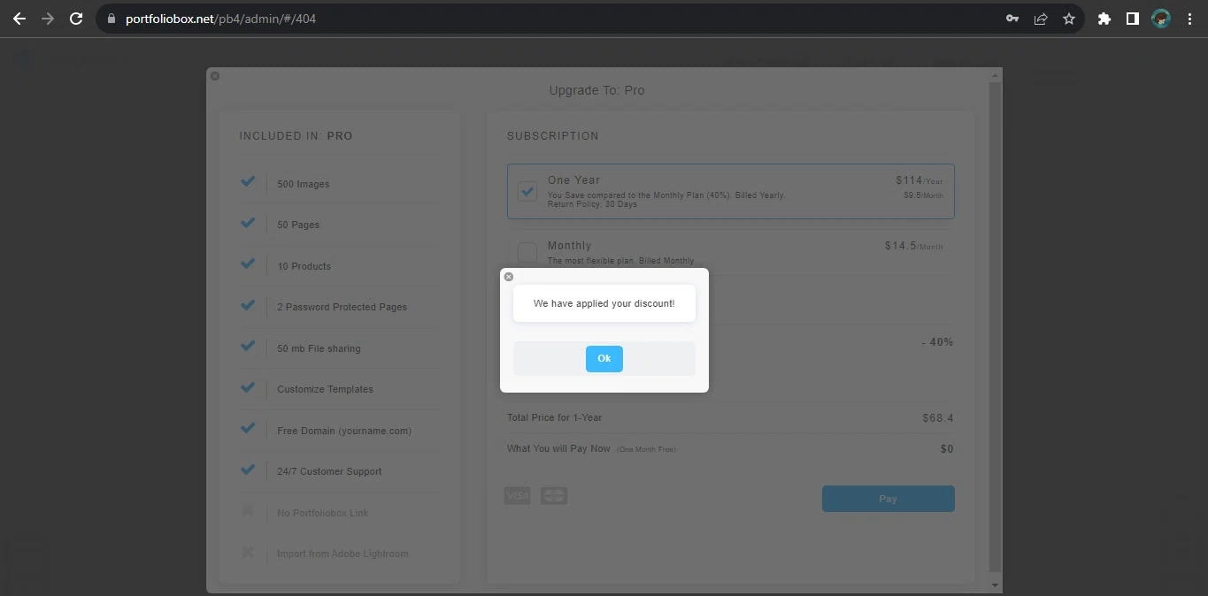 how to use Portfoliobox coupons