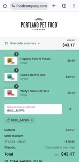 MISS__MEWS coupon verification screenshot