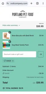 Gia20 coupon verification screenshot