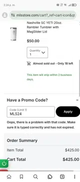 Portland Timbers coupon verification screenshot