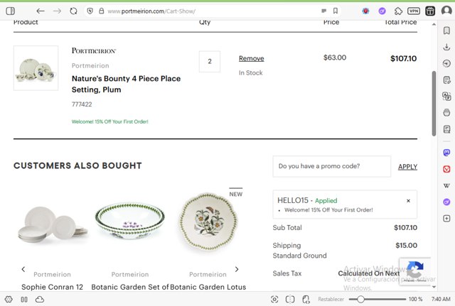 Portmeirion checkout page showing Portmeirion promo code box | Screenshot taken by SimplyCodes community member on Aug 29, 2025