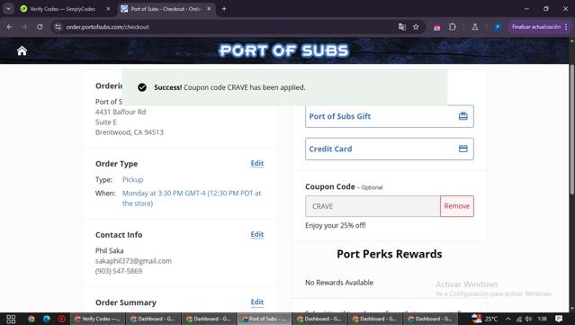 Port of Subs checkout page showing Port of Subs promo code box | Screenshot taken by SimplyCodes community member on Apr 5, 2025