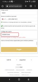 TENERETEAM coupon verification screenshot